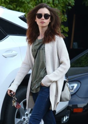 Lily Collins in Jeans out in Hollywood